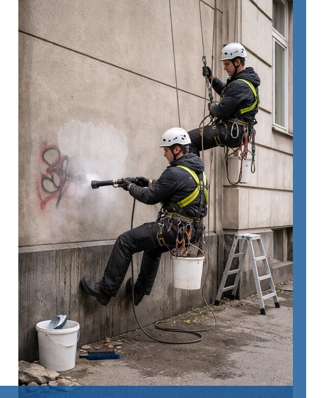 Удаление граффити с фасада в Александрове от 4820 р. | ВЫСОТНИК-Лкн