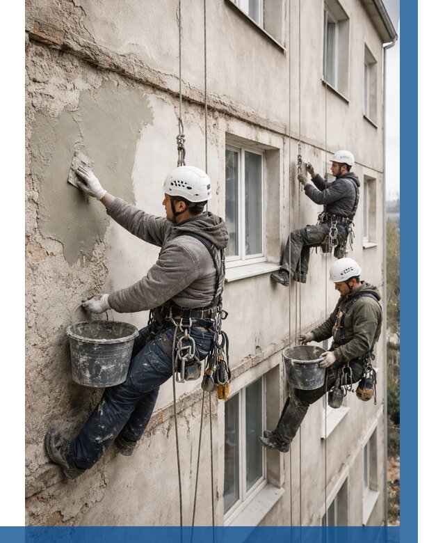 Ремонт штукатурного фасада в Александрове от 803 р. под ключ | ВЫСОТНИК-Лкн