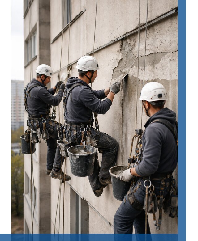 Ремонт бетонных элементов фасада в Александрове от 2678 р. | ВЫСОТНИК-Лкн