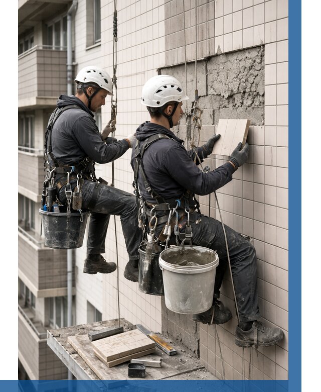 Ремонт облицовки фасада плиткой в Александрове от 1928 р. | ВЫСОТНИК-Лкн