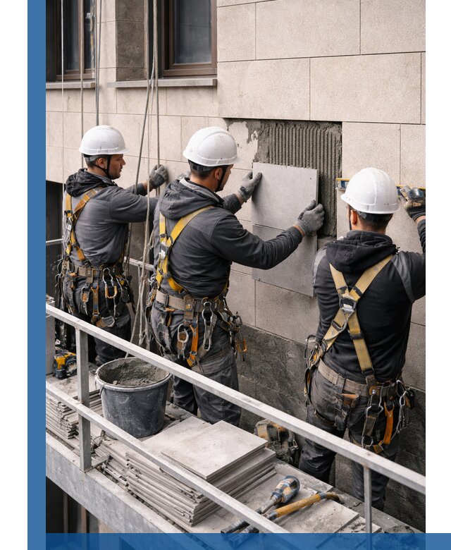 Ремонт облицовки фасада плиткой в Александрове с гарантией