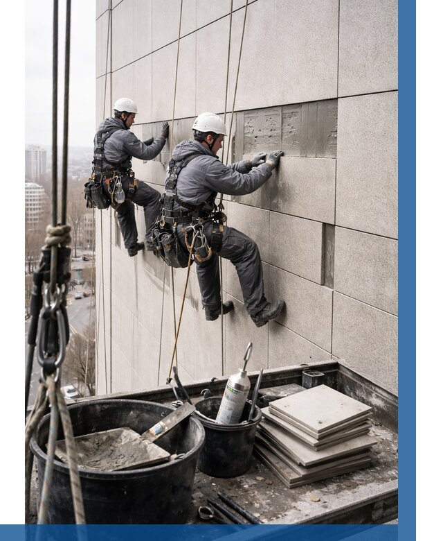 Ремонт фасада из керамогранита в Александрове от 2678 р. | ВЫСОТНИК-Лкн