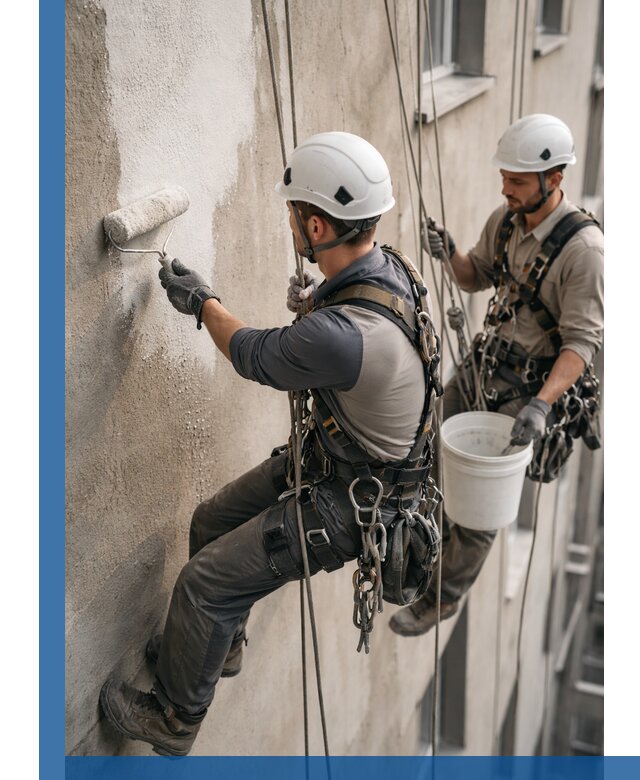 Грунтовка фасада на высоте в Александрове промышленными альпинистами