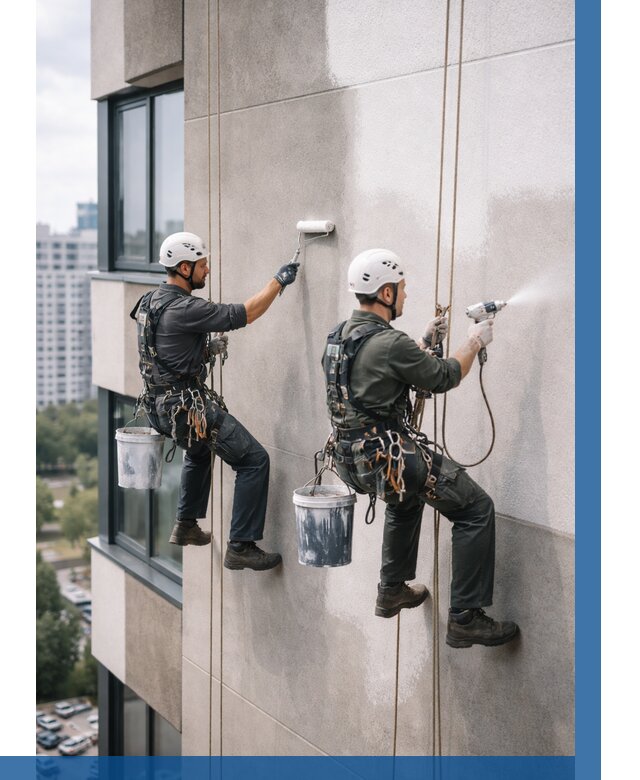 Покраска фасада альпинистами в Александрове от 321 р. | ВЫСОТНИК-Лкн