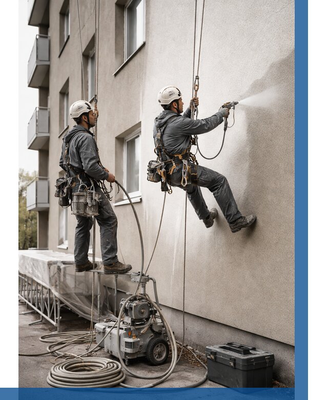 Безвоздушная покраска фасада в Александрове от 236 р/м² | ВЫСОТНИК-Лкн