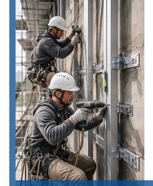 Монтаж и крепление подсистемы вентфасада в Александрове