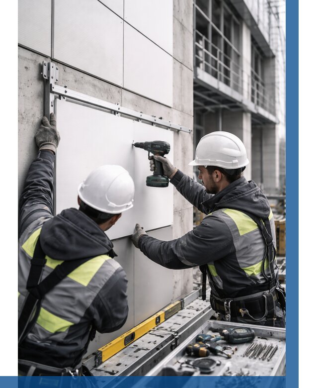 Монтаж композитных панелей фасада в Александрове от 2678 р. | ВЫСОТНИК-Лкн