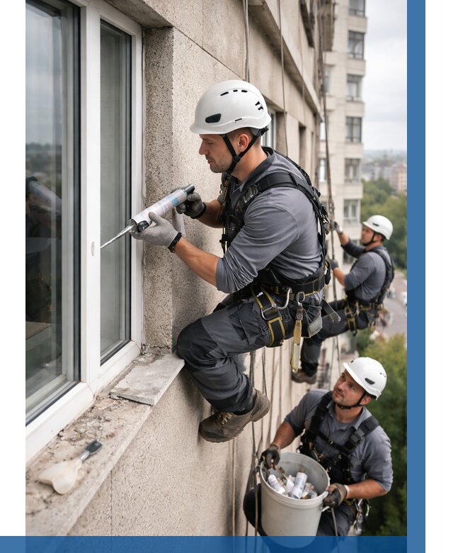 Герметизация оконных швов снаружи в Александрове от 1607 р. | ВЫСОТНИК-Лкн