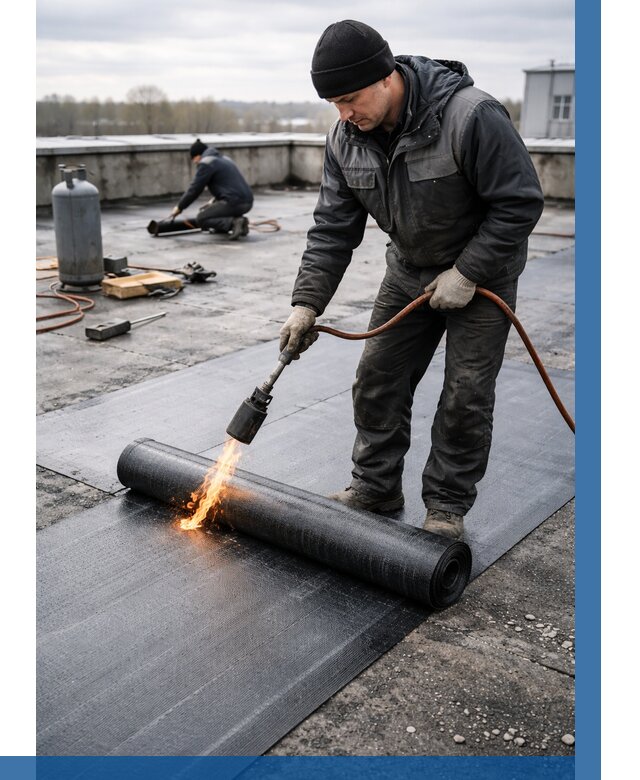 Ремонт наплавляемой кровли в Александрове от 750 р. | ВЫСОТНИК-Лкн