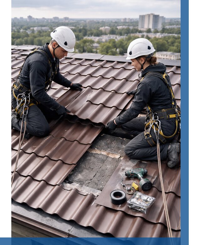 Ремонт металлочерепицы на крыше в Александрове от 964 р. | ВЫСОТНИК-Лкн