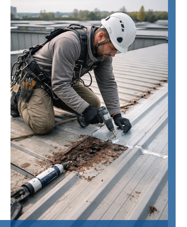 Ремонт профнастила на кровле в Александрове от 750 р. | ВЫСОТНИК-Лкн