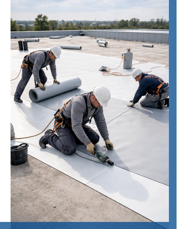 Монтаж мембранной кровли под ключ в Александрове от 1285 р. | ВЫСОТНИК-Лкн