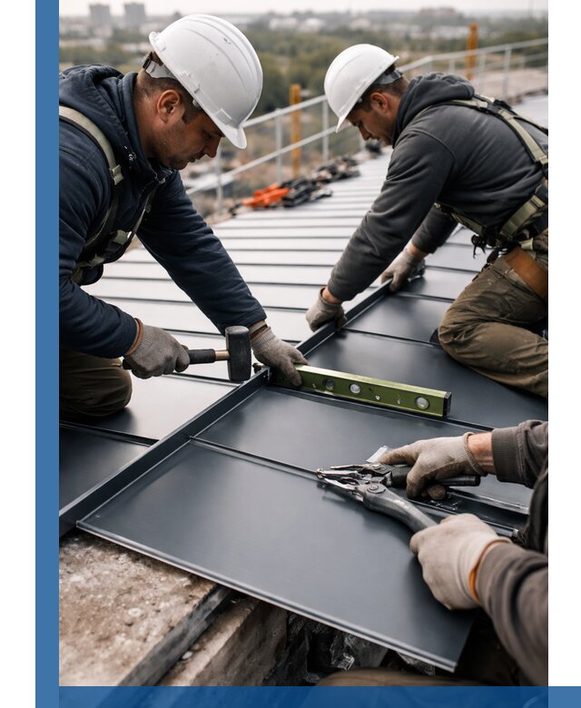 Монтаж фальцевой кровли в Александрове для промышленных зданий