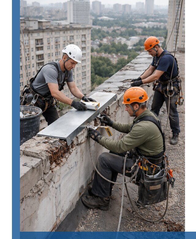 Ремонт парапета на кровле в Александрове, высотные работы с гарантией