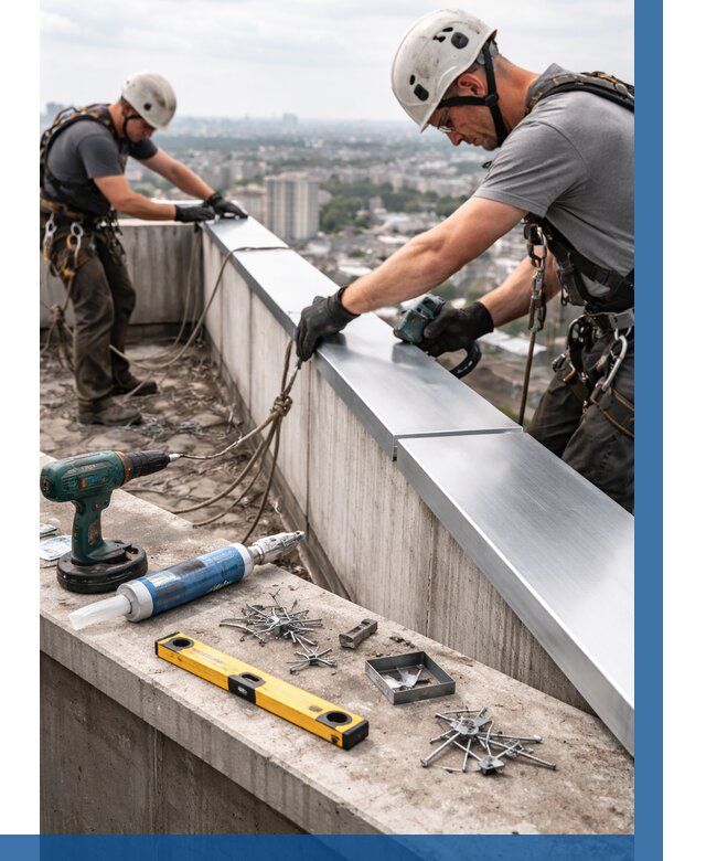 Монтаж парапетных крышек в Александрове от 857 р. | ВЫСОТНИК-Лкн