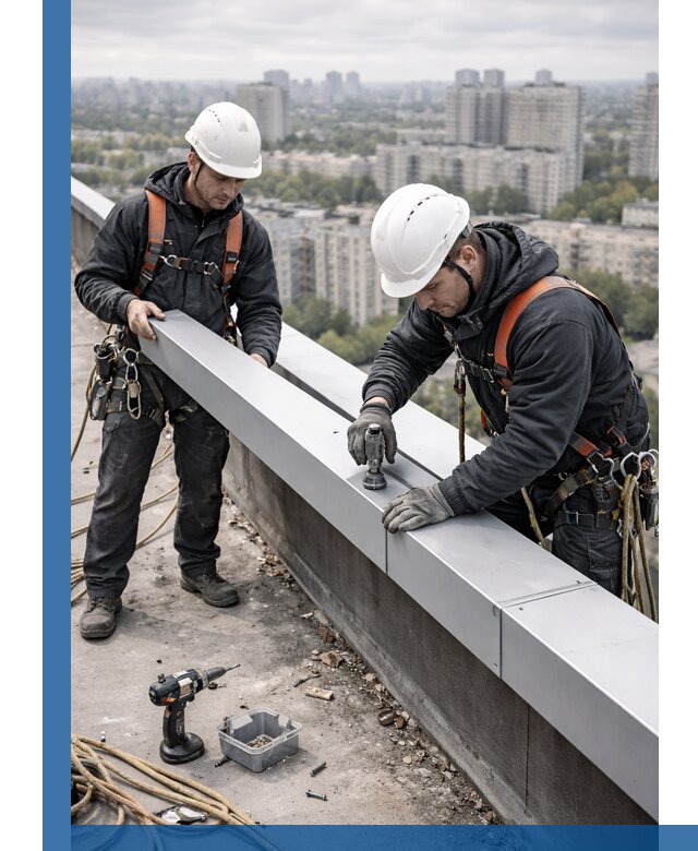 Монтаж парапетных крышек и ограждений кровли в Александрове