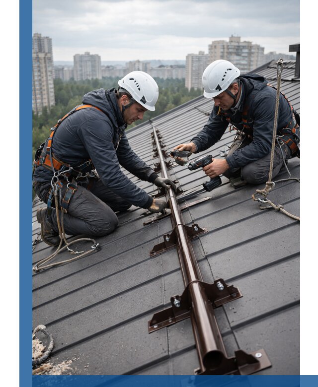 Монтаж снегозадержателей на кровле зданий в Александрове под ключ