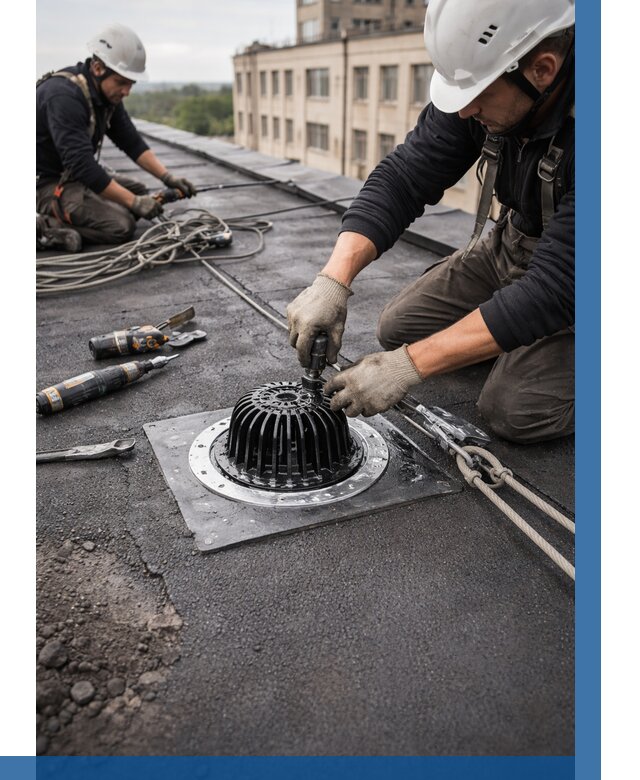 Установка водосточных воронок в Александрове цена от 3749 р. | ВЫСОТНИК-Лкн