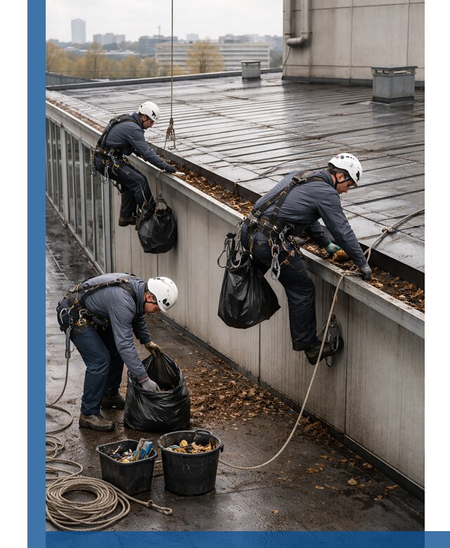 Очистка кровли по периметру в Александрове силами промышленных альпинистов