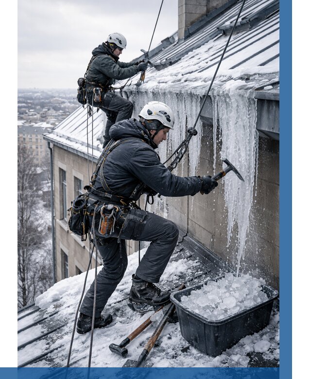 Удаление наледи с кровли в Александрове от 5891 р. | ВЫСОТНИК-Лкн