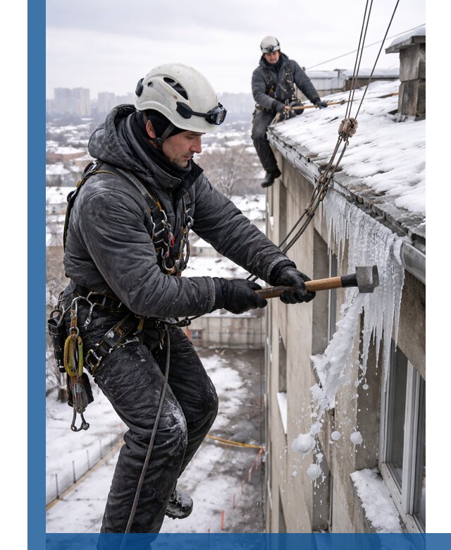 Сбивание и удаление сосулек с крыши в Александрове безопасно