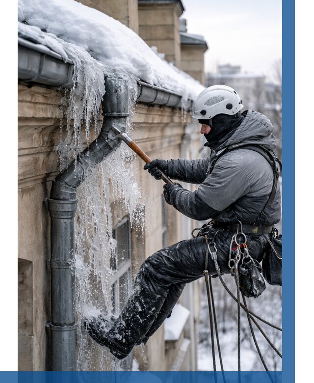 Очистка водостоков от льда в Александрове от 3749 р. | ВЫСОТНИК-Лкн