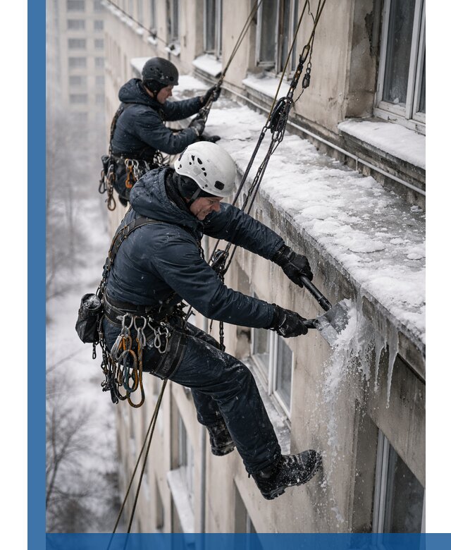 Удаление наледи и сосулек с карнизов в Александрове профессионально