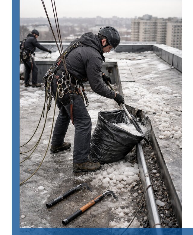 Аварийная очистка кровли в Александрове от промальпинистов