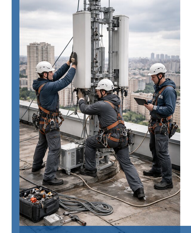 Монтаж антенн связи на крыше в Александрове с вводом в эксплуатацию