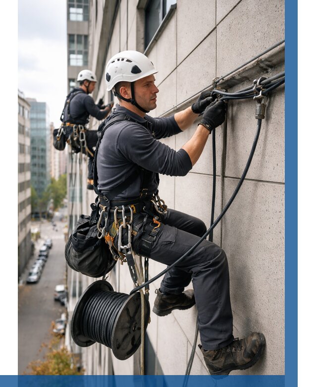 Прокладка кабеля по фасаду в Александрове от 375 р. | ВЫСОТНИК-Лкн