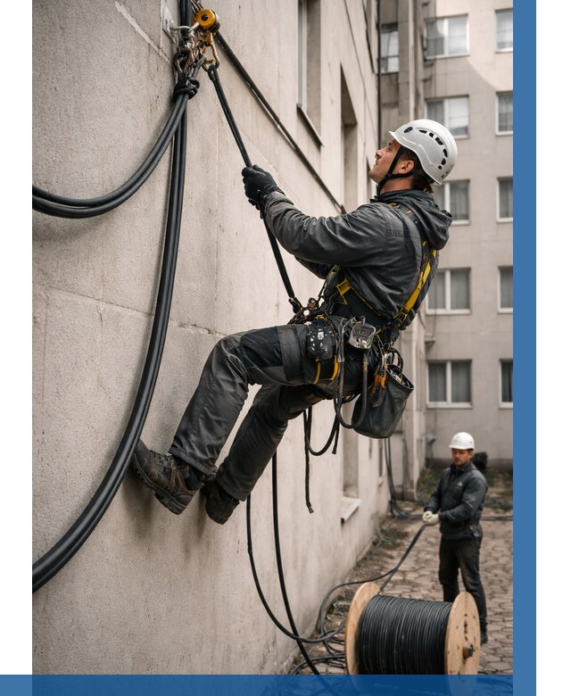 Протяжка кабеля питания на высоте в Александрове от 482 р. | ВЫСОТНИК-Лкн