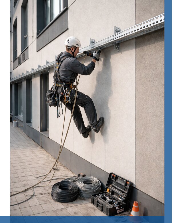 Монтаж кабельных лотков на фасаде в Александрове от 1285 р. | ВЫСОТНИК-Лкн