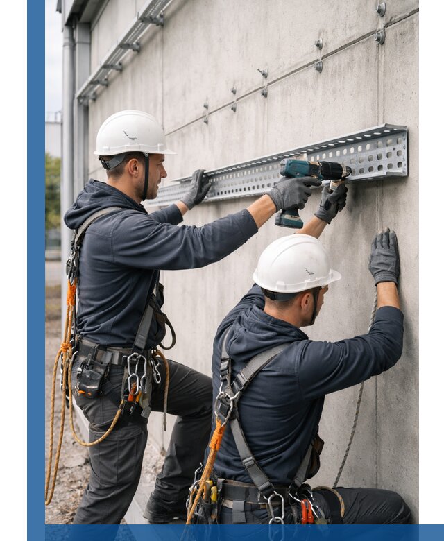 Монтаж кабельных лотков на фасаде зданий в Александрове с гарантией