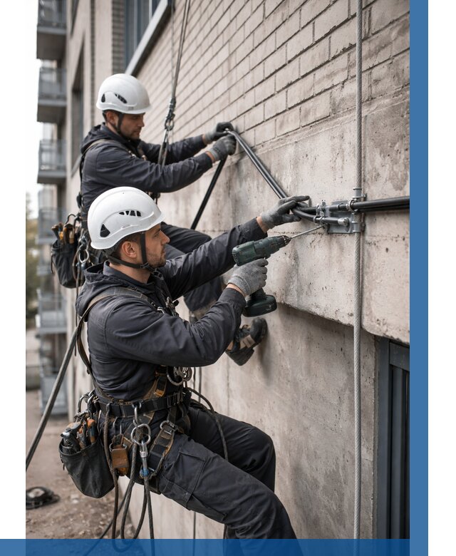 Крепление кабеля на фасаде в Александрове от 375 р. | ВЫСОТНИК-Лкн