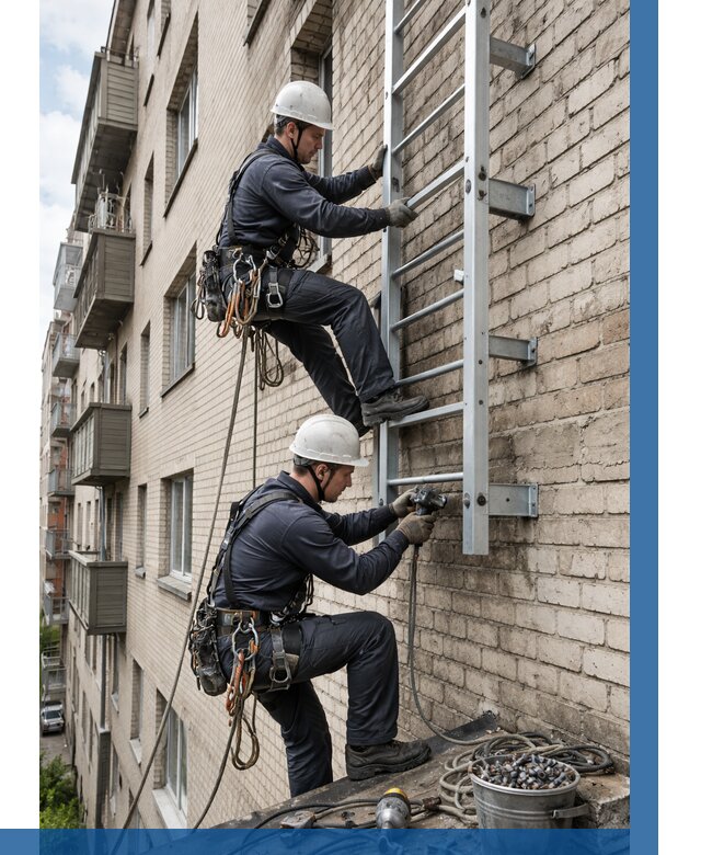 Монтаж пожарной лестницы в Александрове от 26778 р заказать у ВЫСОТНИК-Лкн