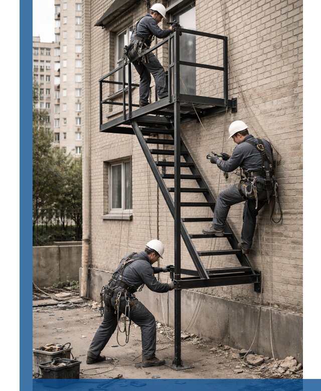 Монтаж пожарной лестницы в Александрове, установка и крепление