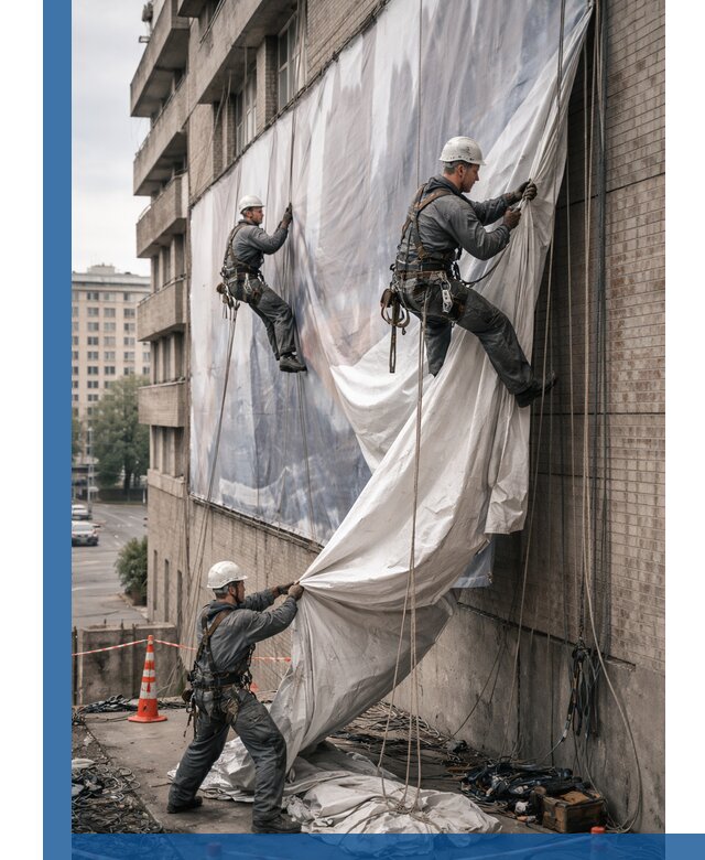Демонтаж баннеров с фасада в Александрове оперативно и безопасно