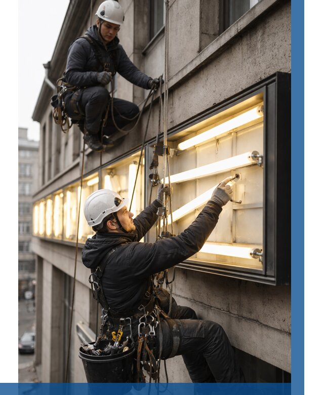 Замена ламп в вывеске в Александрове под ключ от 3749 р. | ВЫСОТНИК-Лкн