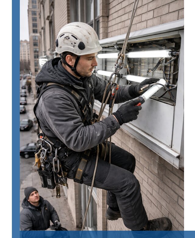 Профессиональная замена ламп в наружной вывеске в Александрове