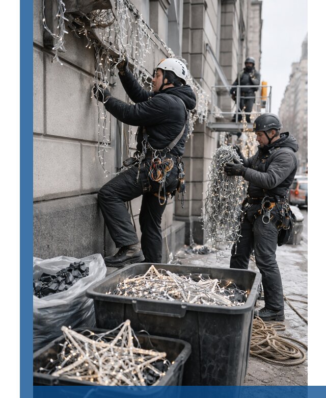 Демонтаж новогоднего оформления и гирлянд в Александрове