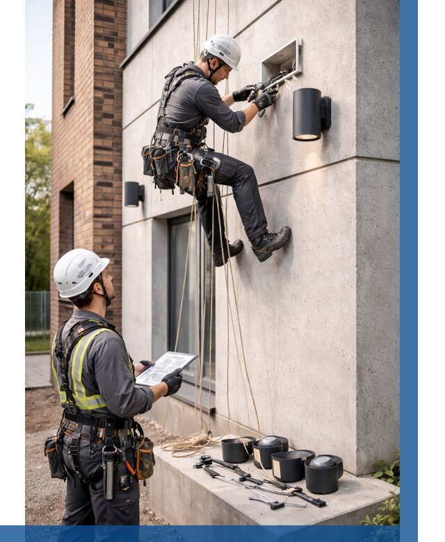 Монтаж фасадного освещения в Александрове от 2678 р. | ВЫСОТНИК-Лкн