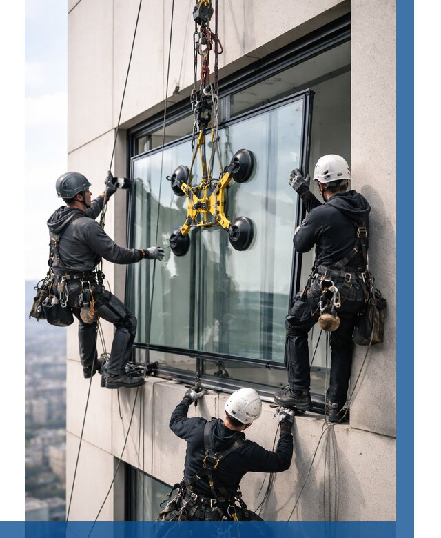 Монтаж стеклопакетов на высоте в Александрове от 3428 р. | ВЫСОТНИК-Лкн