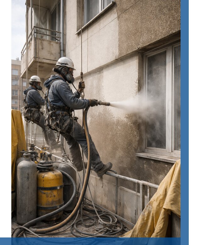 Пескоструйная очистка фасада в Александрове от 696 р. | ВЫСОТНИК-Лкн