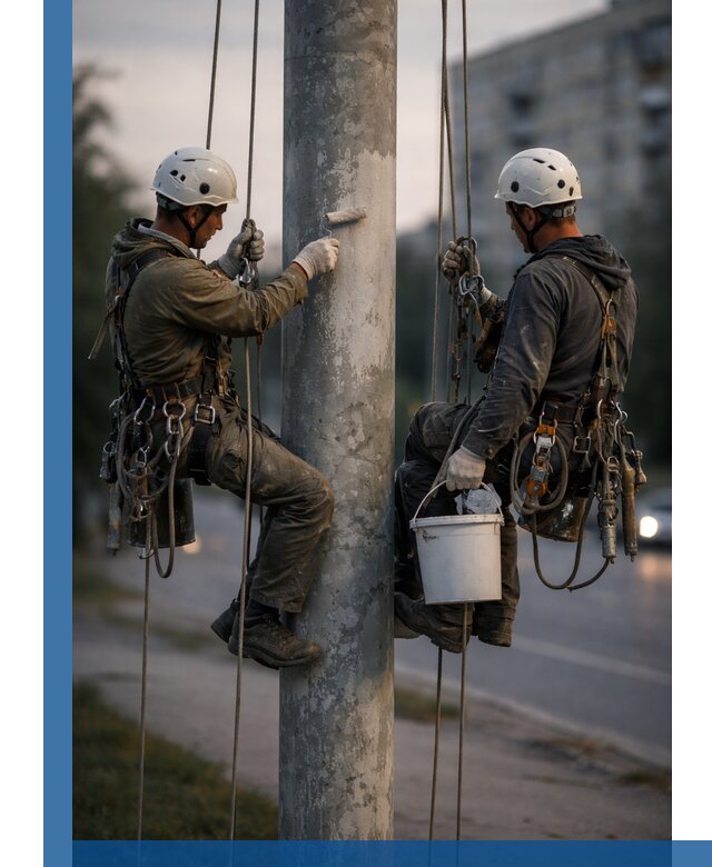 Покраска опор освещения и антикоррозийная защита в Александрове
