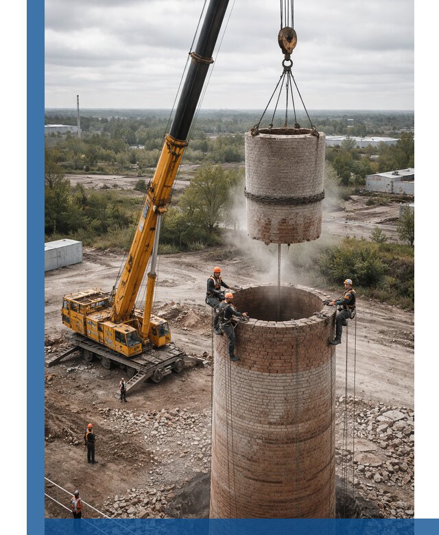 Демонтаж дымовой трубы в Александрове с гарантиями безопасности