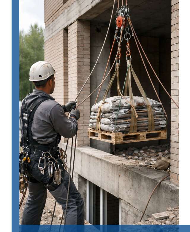 Подъем материалов на этаж веревками в Александрове оперативно
