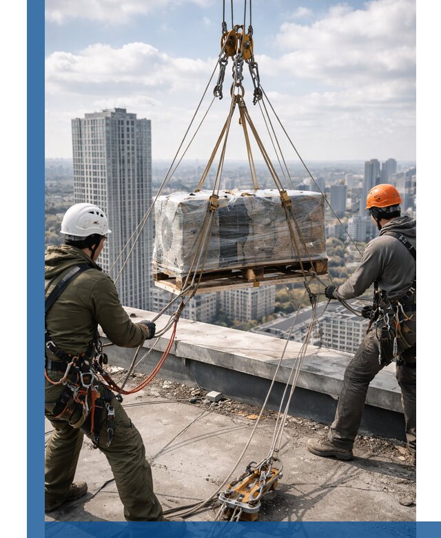 Подъем и монтаж крупногабаритных грузов на крышу в Александрове