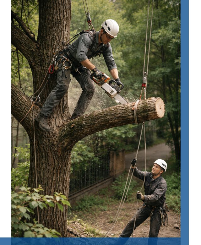 Спил деревьев альпинистами в Александрове от 8569 р. | ВЫСОТНИК-Лкн