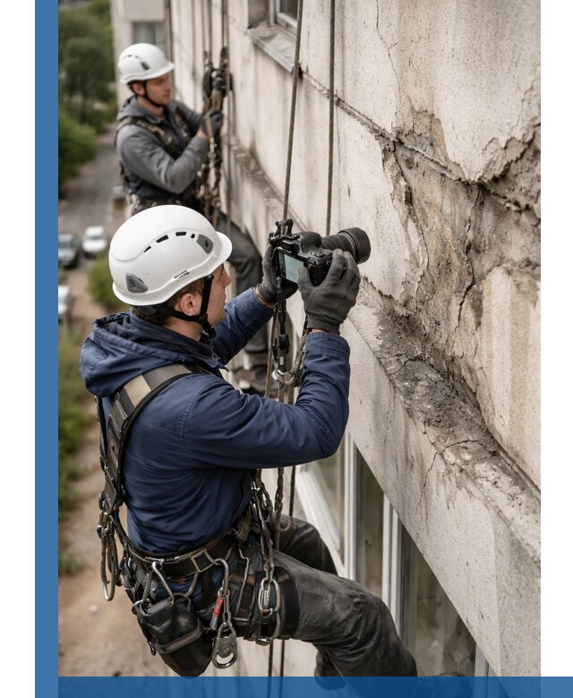 Фотофиксация дефектов фасада с высотной съемкой в Александрове