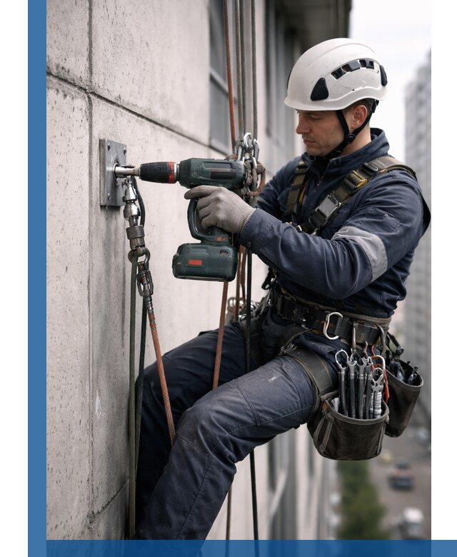 Установка анкерных точек для высотных работ в Александрове